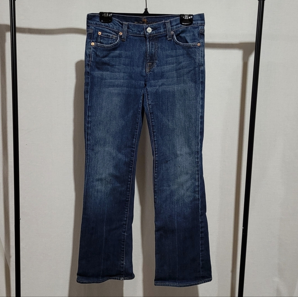 Boot cut jeans 7 For All Mankind 7FAM distressed stretch denim pants low rise 29